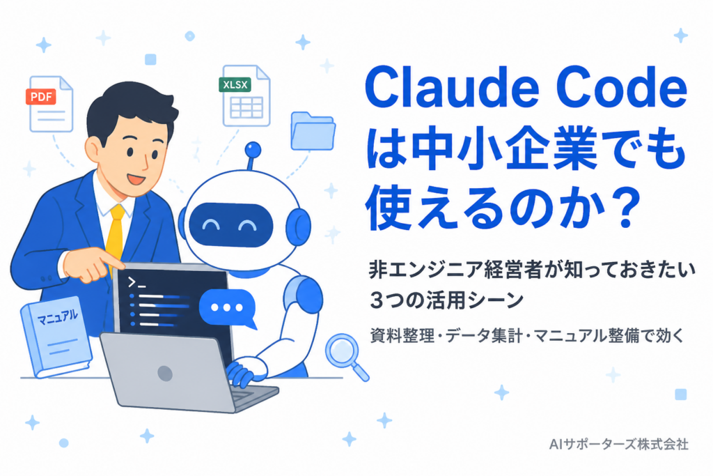 Claude Codeを中小企業の経営者と社員が使うイメージ（非エンジニア向け活用）